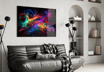 Rainbow Energy Swirl Explosion Glass Wall Art