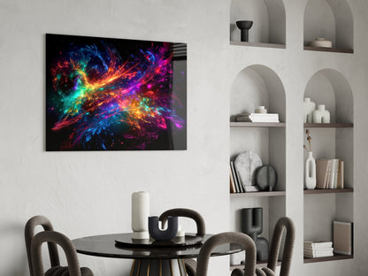Rainbow Energy Swirl Explosion Glass Wall Art