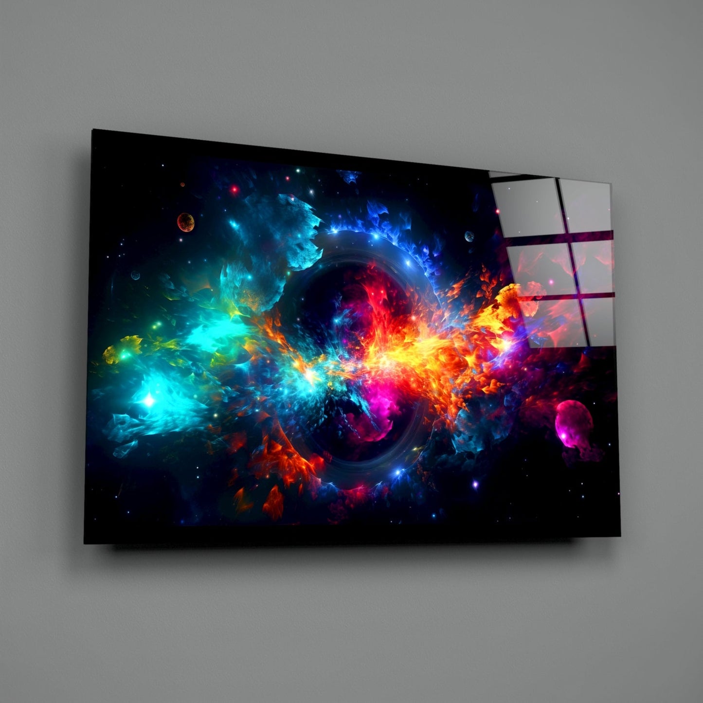Cosmic Nebula Black Hole Ring Glass Wall Art