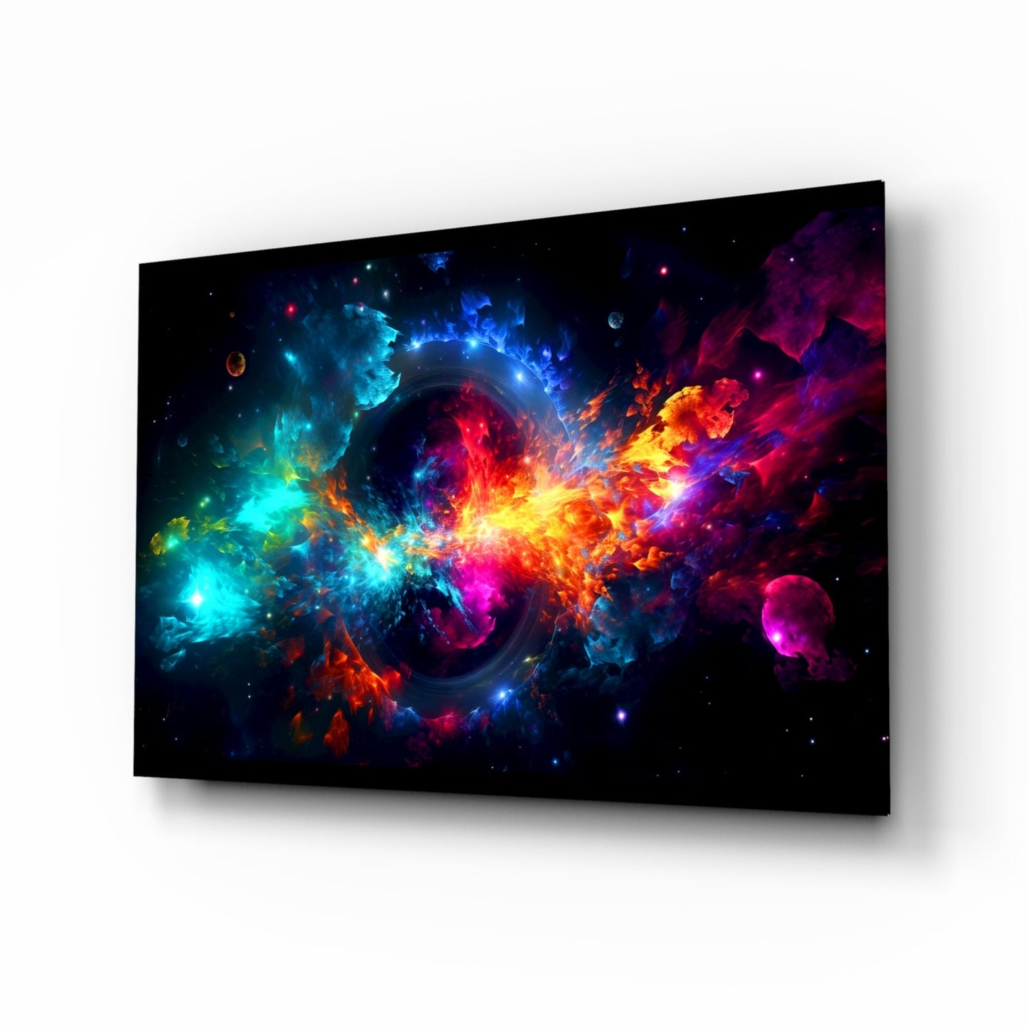 Cosmic Nebula Black Hole Ring Glass Wall Art