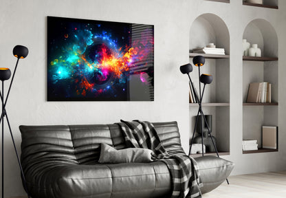 Cosmic Nebula Black Hole Ring Glass Wall Art