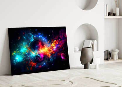 Cosmic Nebula Black Hole Ring Glass Wall Art