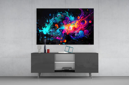 Liquid Ink Bubbles Color Clash Glass Wall Art