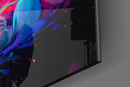 Liquid Ink Bubbles Color Clash Glass Wall Art