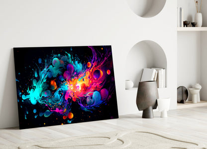 Liquid Ink Bubbles Color Clash Glass Wall Art