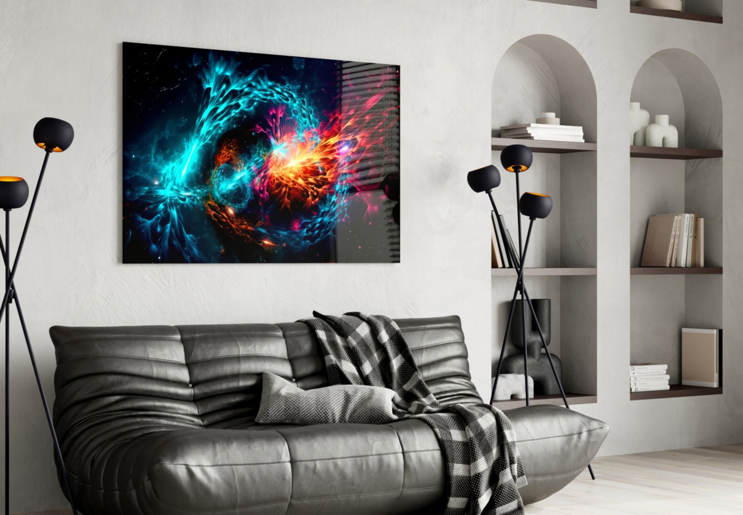 Fire and Water Yin Yang Glass Wall Art
