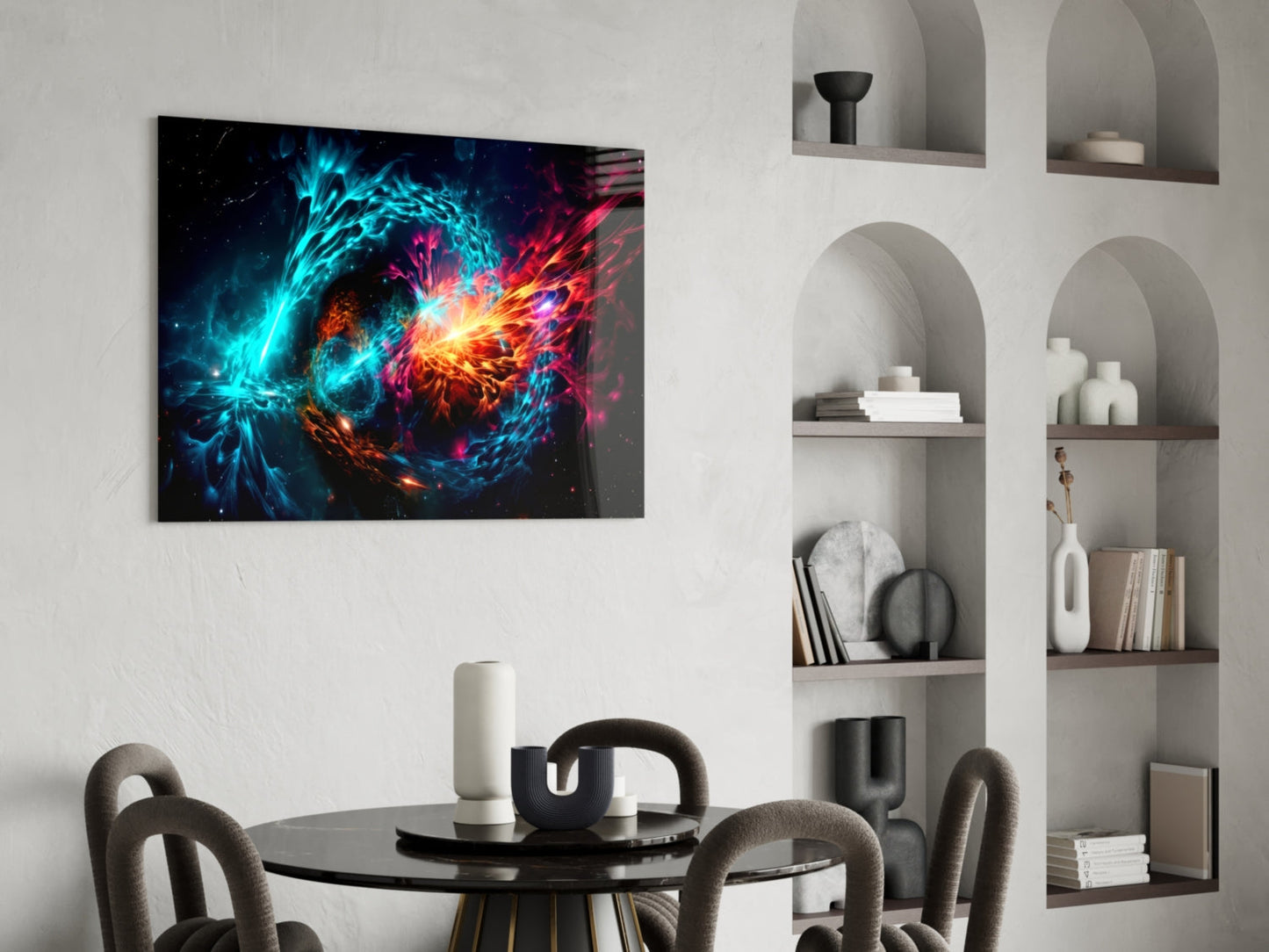 Fire and Water Yin Yang Glass Wall Art