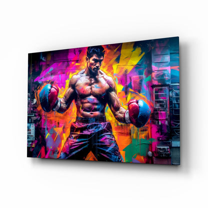 Neon Graffiti Street Boxer Glass Wall Art