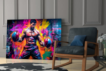 Neon Graffiti Street Boxer Glass Wall Art