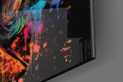 Blacklight Neon Benjamin Franklin Glass Wall Art