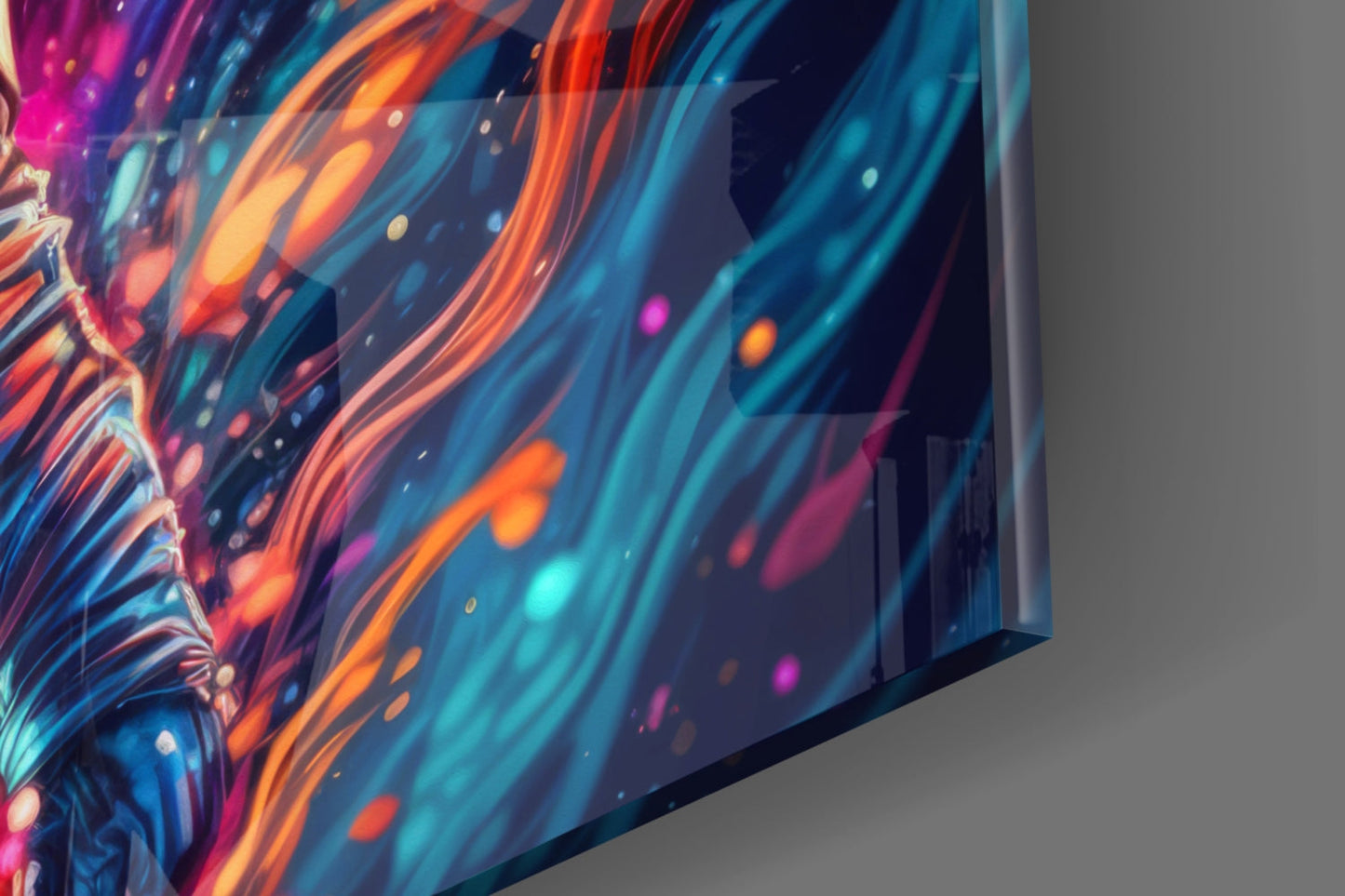 Neon Nebula Astronaut Glass Wall Art