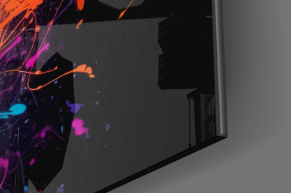 Neon Splash Astronaut Glass Wall Art