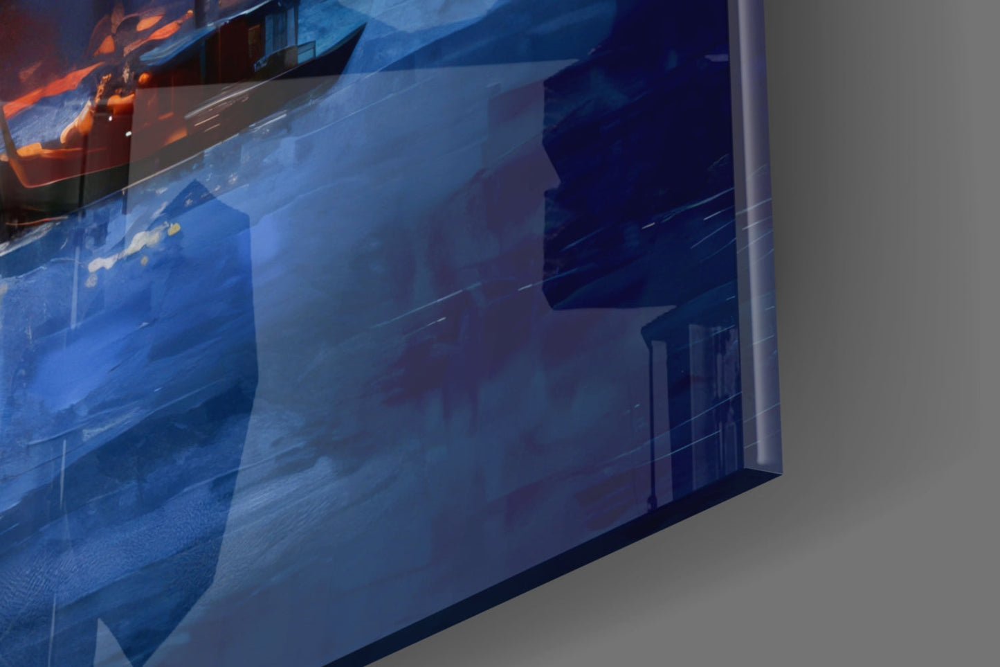 Crimson Sunset Istanbul Skyline Boats Glass Wall Art