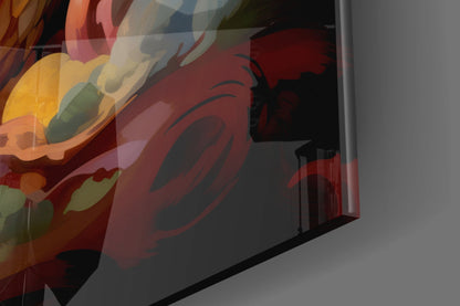 Golden Dragon In Swirling Clouds Glass Wall Art