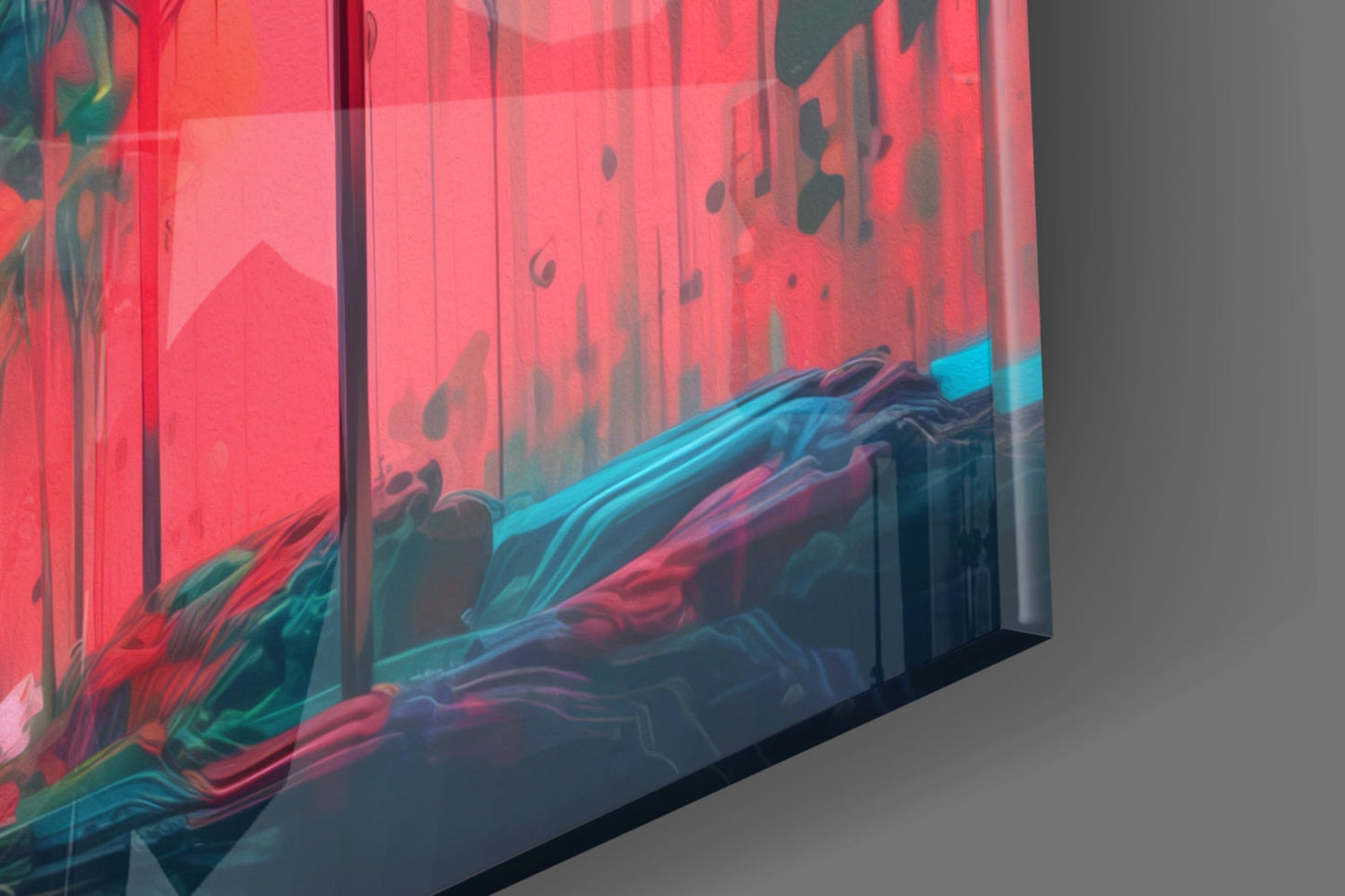 Dripping Paint Pink Treetops Glass Wall Art