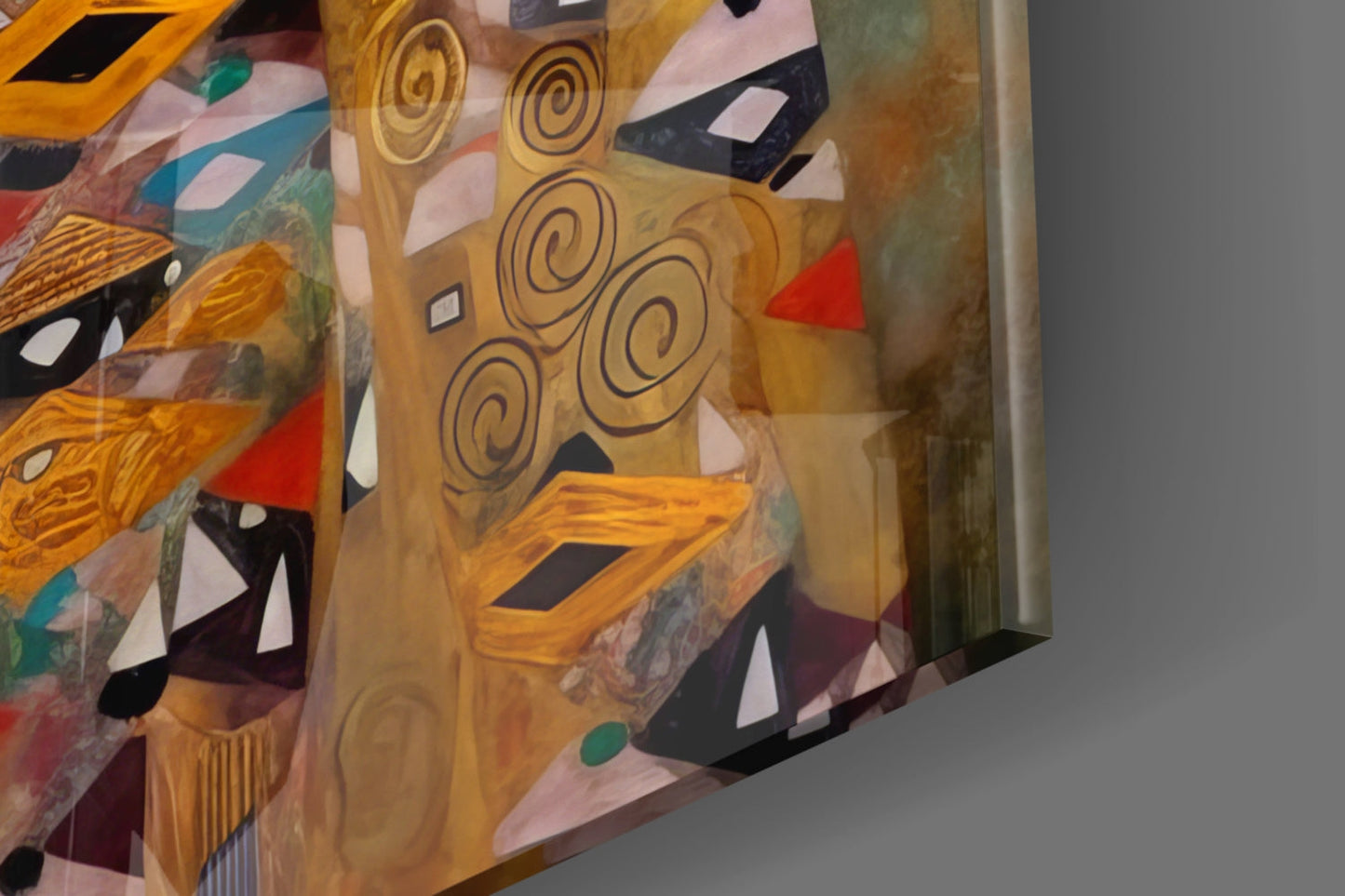 Klimt Style Golden Robe Lady Glass Wall Art