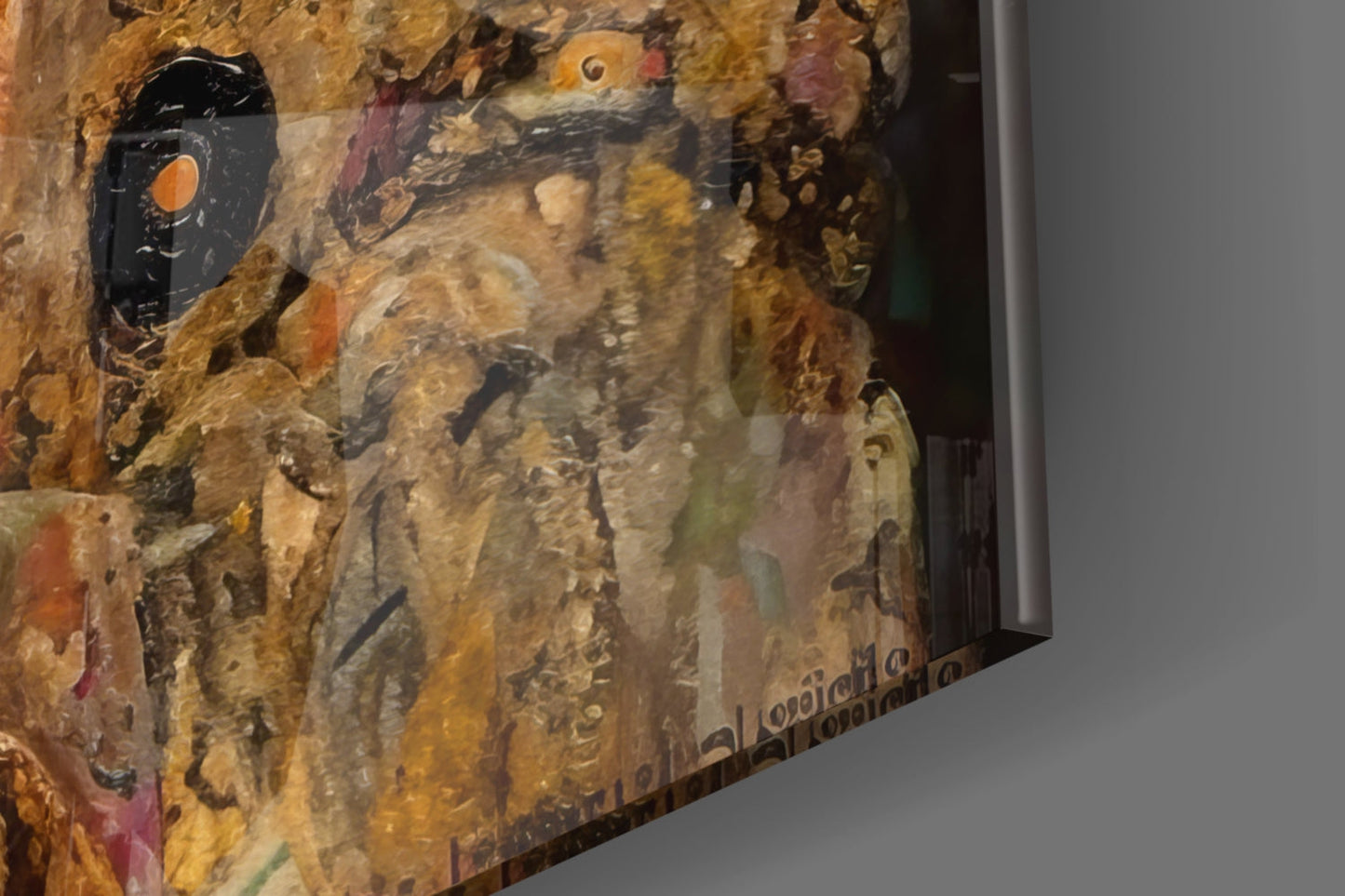 Klimt Style Floral Crown Portrait Glass Wall Art