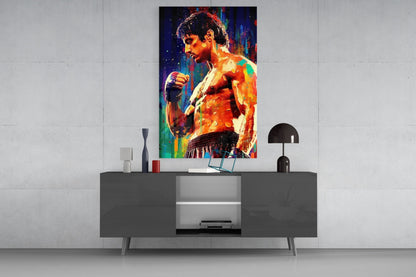 Rainbow Splash Profile Fighter Glass Wall Art