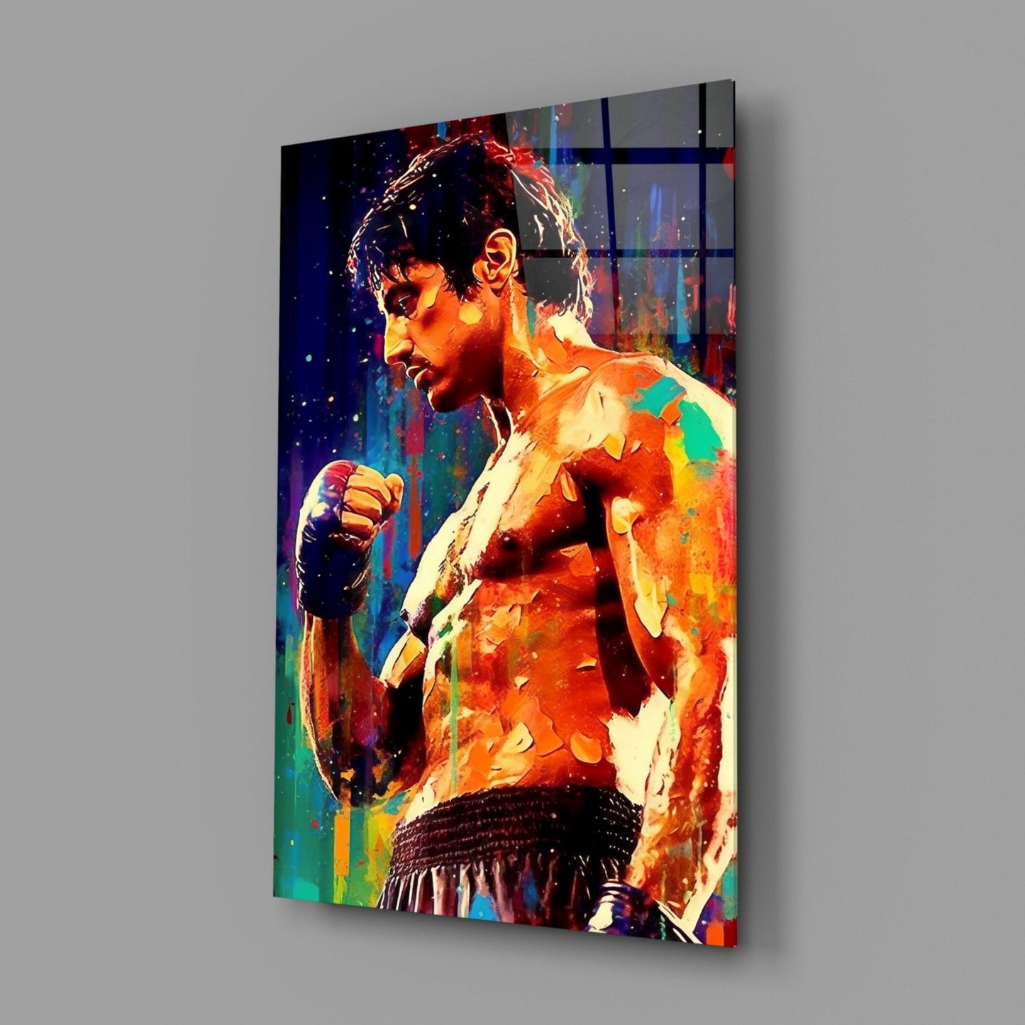 Rainbow Splash Profile Fighter Glass Wall Art