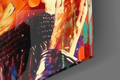 Rainbow Splash Profile Fighter Glass Wall Art