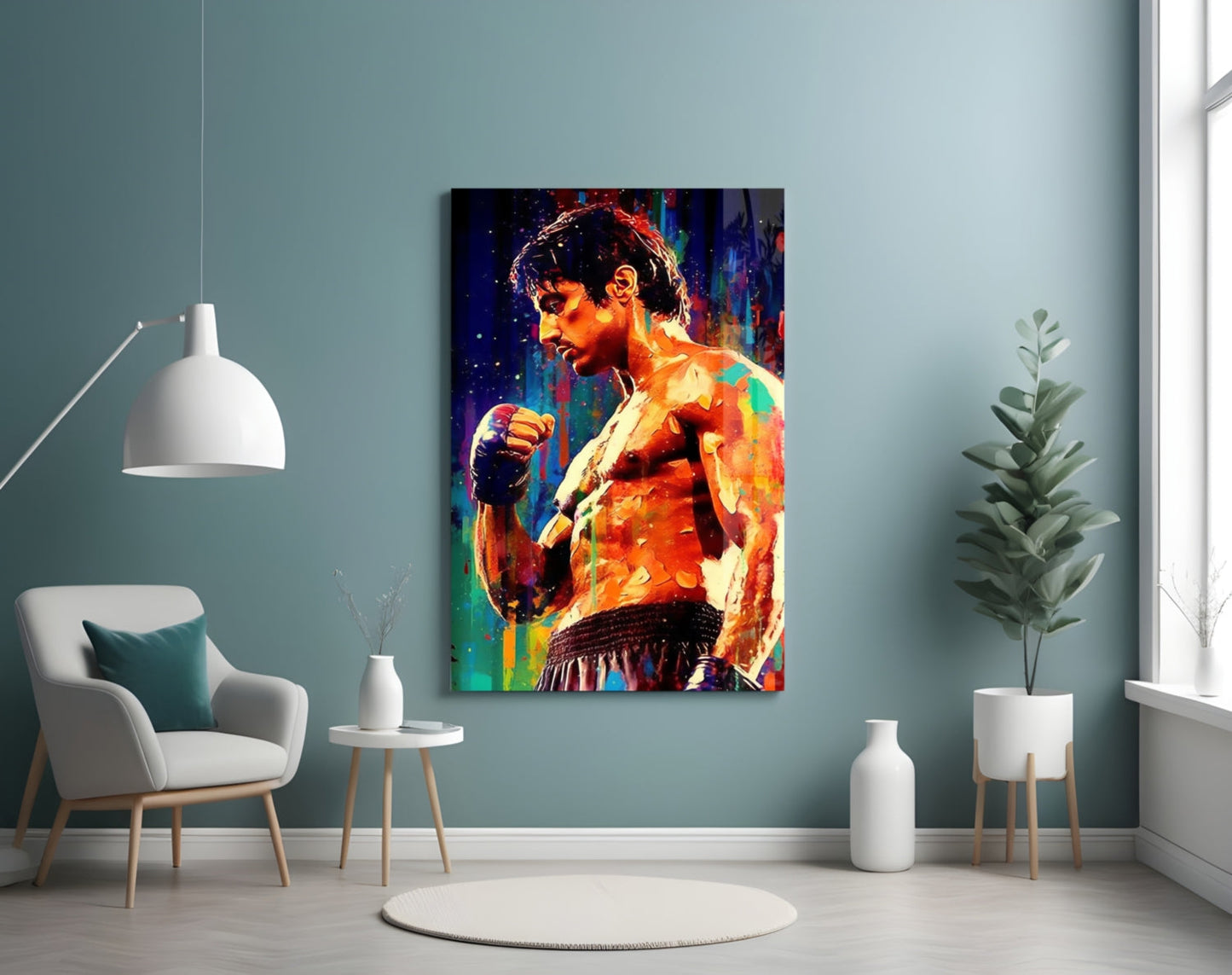 Rainbow Splash Profile Fighter Glass Wall Art