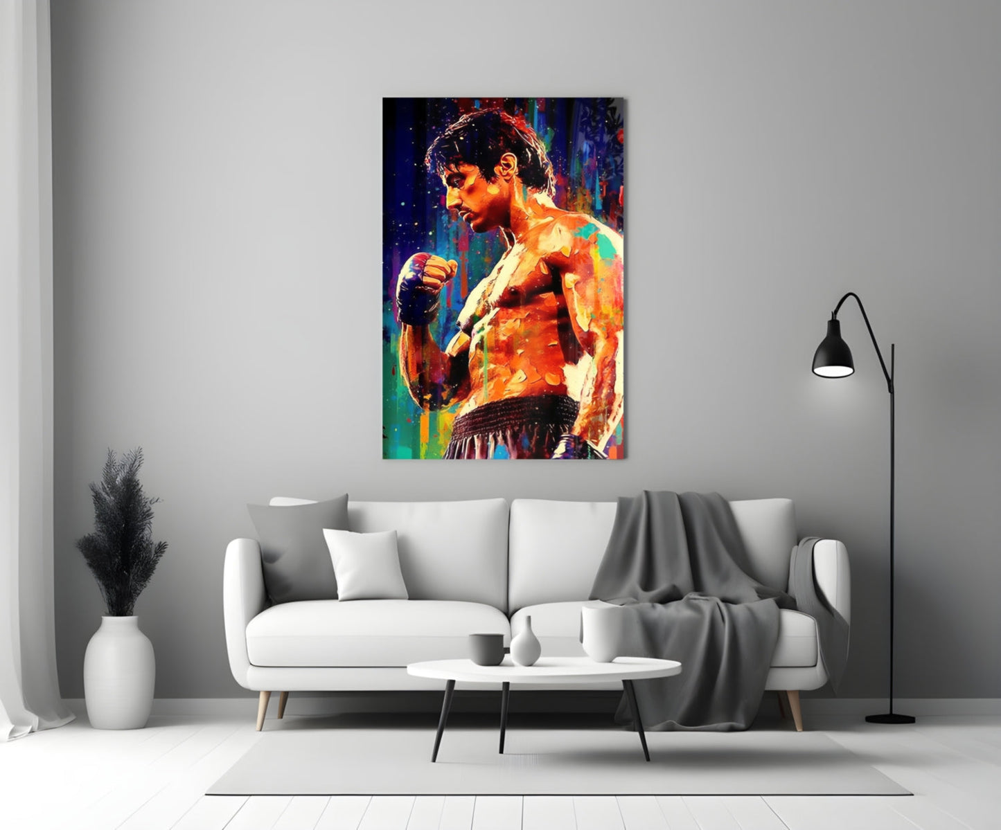 Rainbow Splash Profile Fighter Glass Wall Art