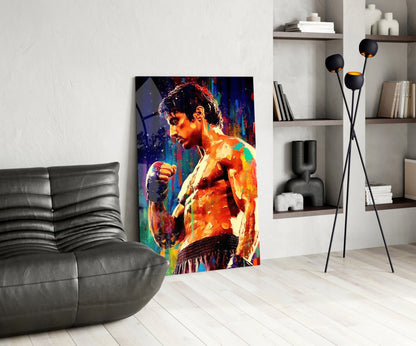 Rainbow Splash Profile Fighter Glass Wall Art