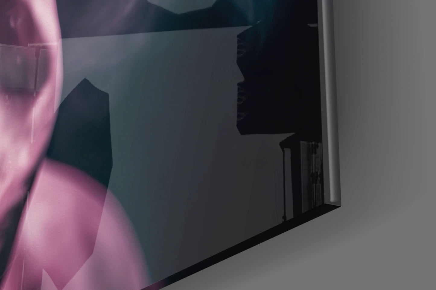Pink Hood Teal Smoke Rapper Glass Wall Art