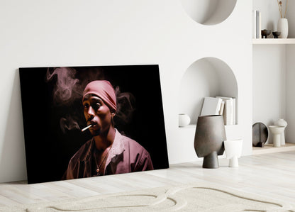 Pink Bandana Cigarette Smoke Rapper Glass Wall Art