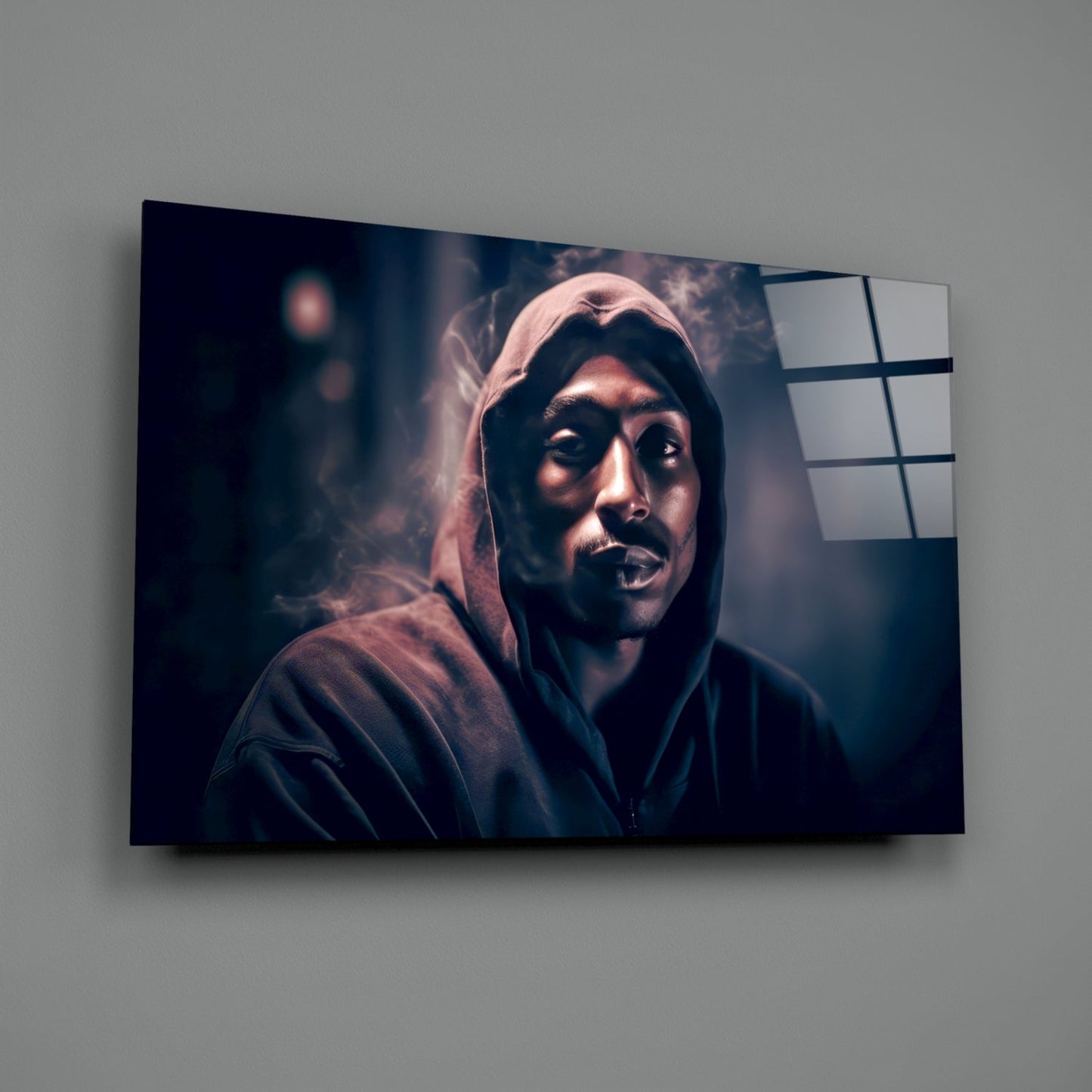 Dark Night Street Hoodie Rapper Glass Wall Art