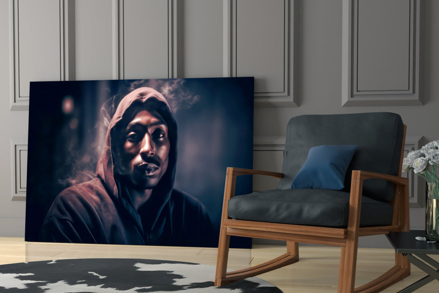 Dark Night Street Hoodie Rapper Glass Wall Art