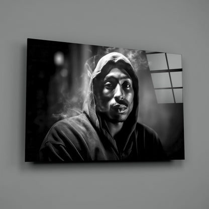 Smoky Gray Zip Hoodie Rapper Glass Wall Art