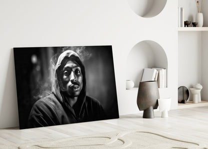 Smoky Gray Zip Hoodie Rapper Glass Wall Art