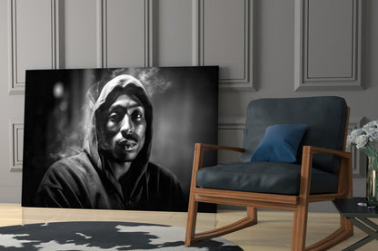 Smoky Gray Zip Hoodie Rapper Glass Wall Art