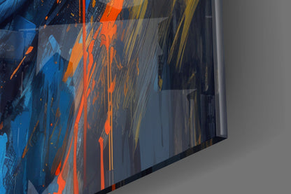 Orange Hat Sunglasses Paint Splash Woman Glass Wall Art