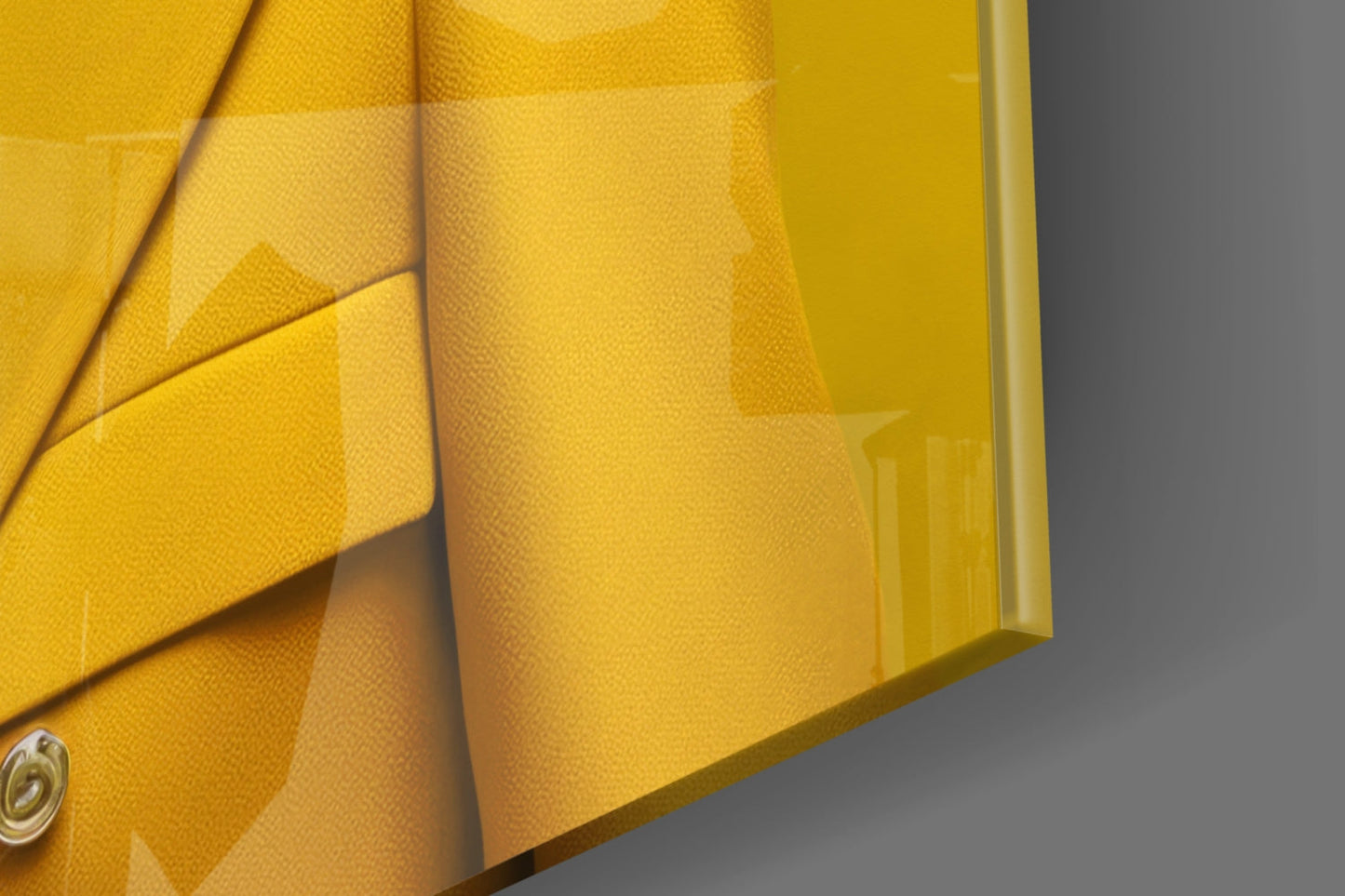 Seagull in Mustard Yellow Overcoat Glass Wall Art