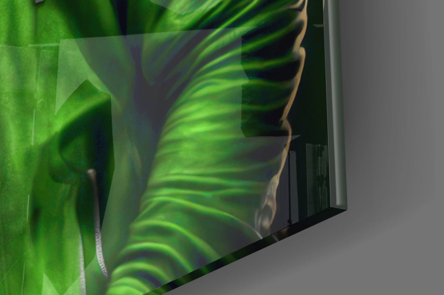 Gorilla in Lime Green Hoodie Headphones Glass Wall Art