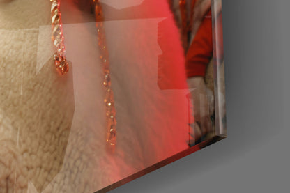 Poodles in Pink Fur Coats and Shades Glass Wall Art