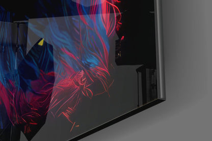Crimson Mane Lion Mirrored Aviators Glass Wall Art