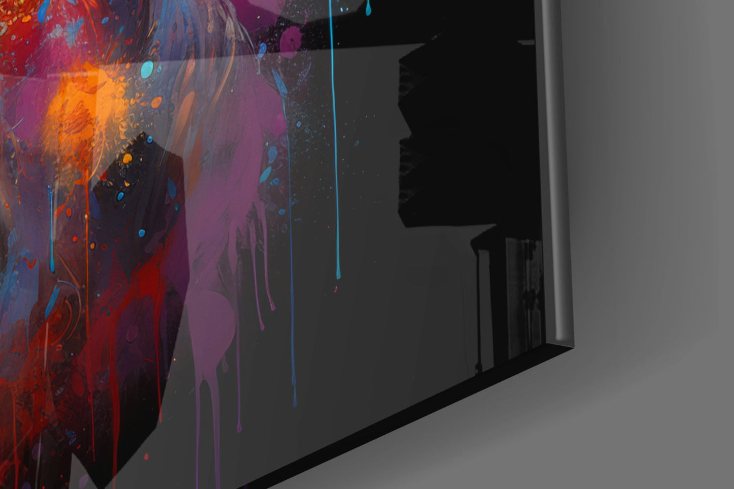 Colorful Horned Bull Splash Glass Wall Art