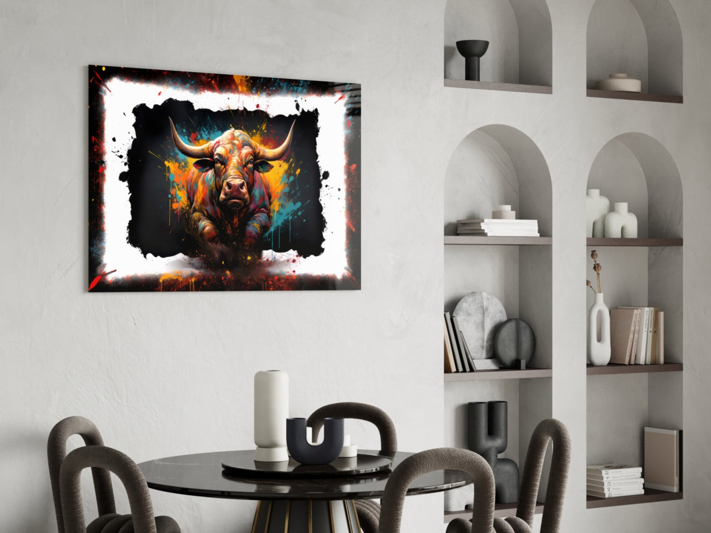 Charging Bull Torn Frame Glass Wall Art