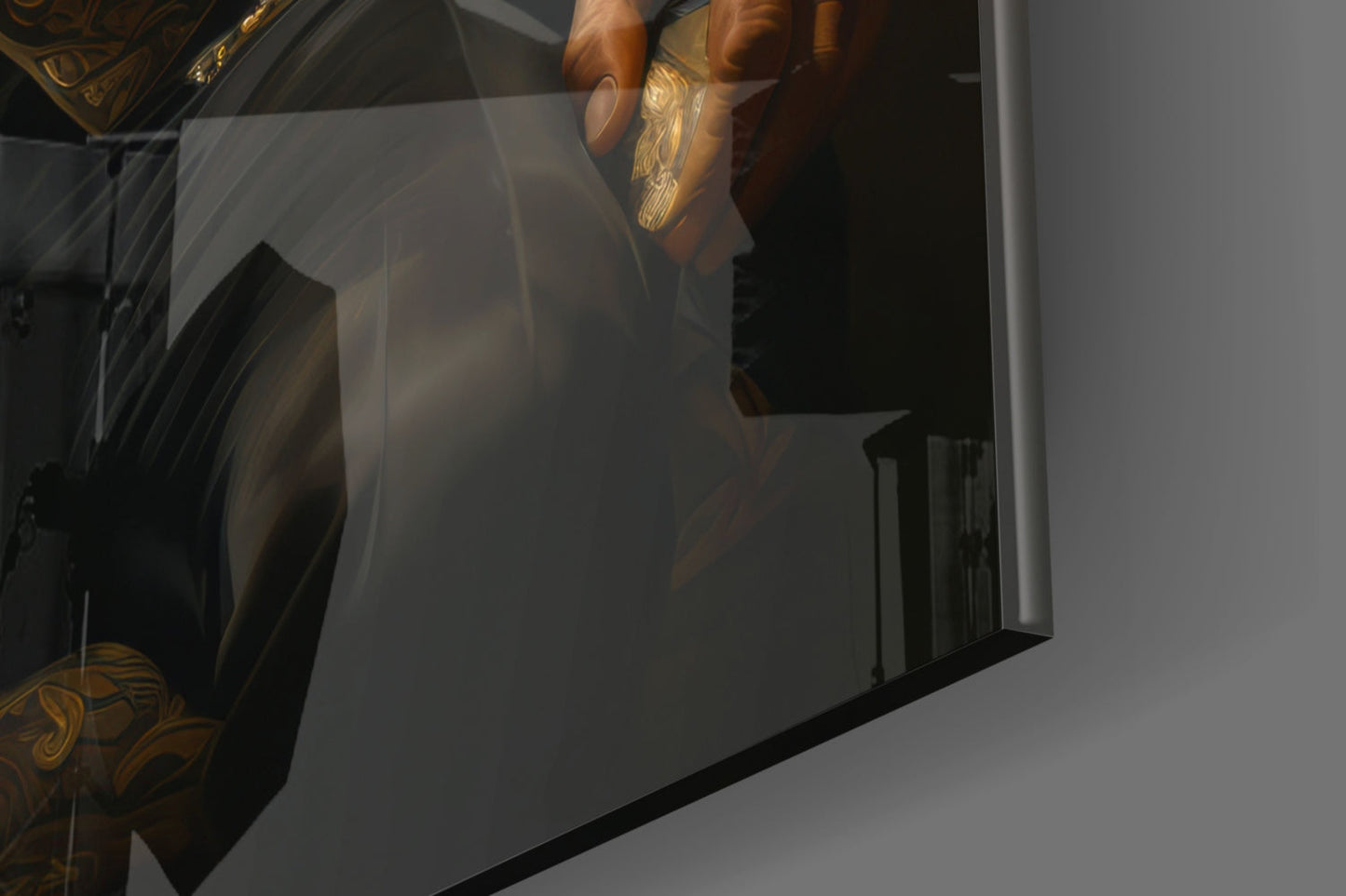 Tuxedo Lion with Wine by Window Glass Wall Art
