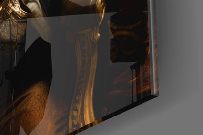Tiger on Golden Throne Glass Wall Art
