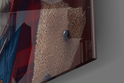 Dog in Flat Cap and Shearling Coat Glass Wall Art
