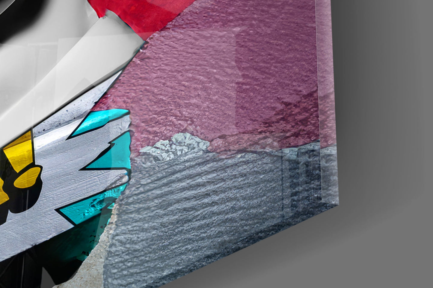 Teal Collage Grey Statue Head Glass Wall Art