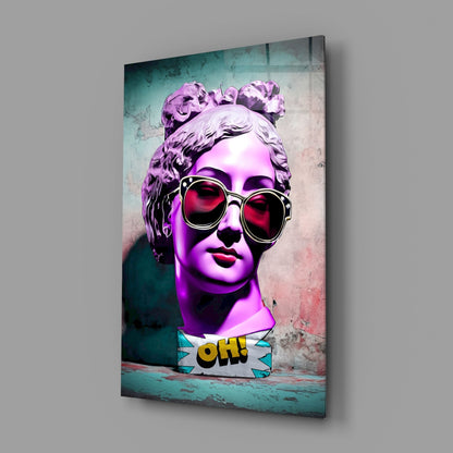 Purple Statue Head Mint Wall Glass Wall Art