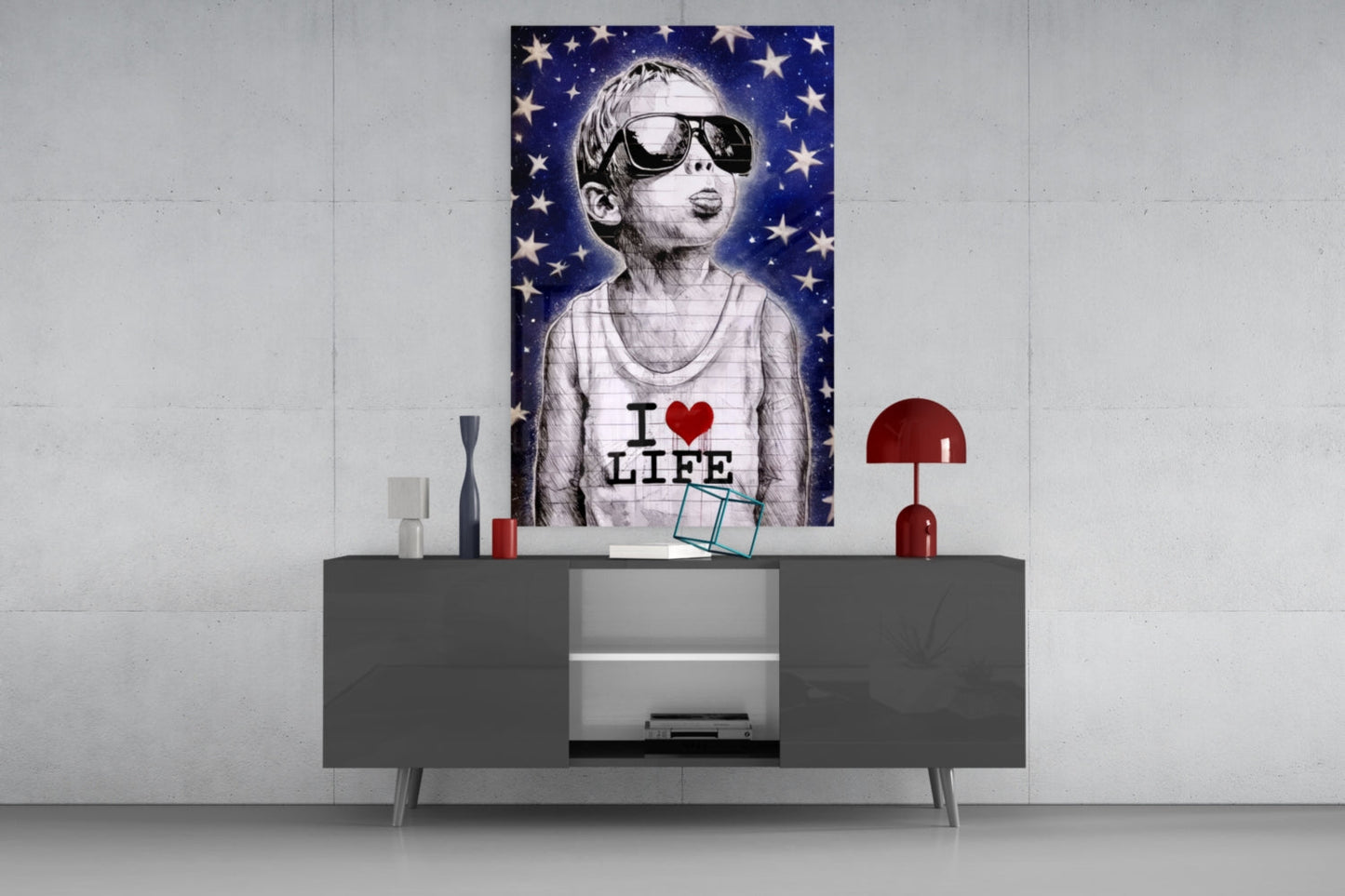 Starry Sky Sunglasses Boy Glass Wall Art