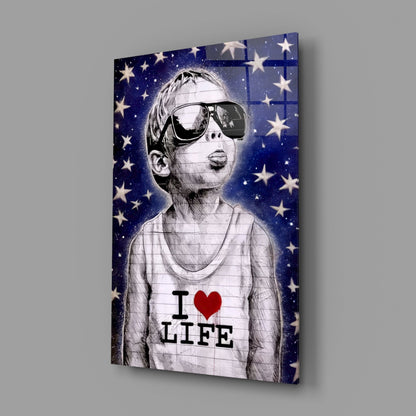Starry Sky Sunglasses Boy Glass Wall Art