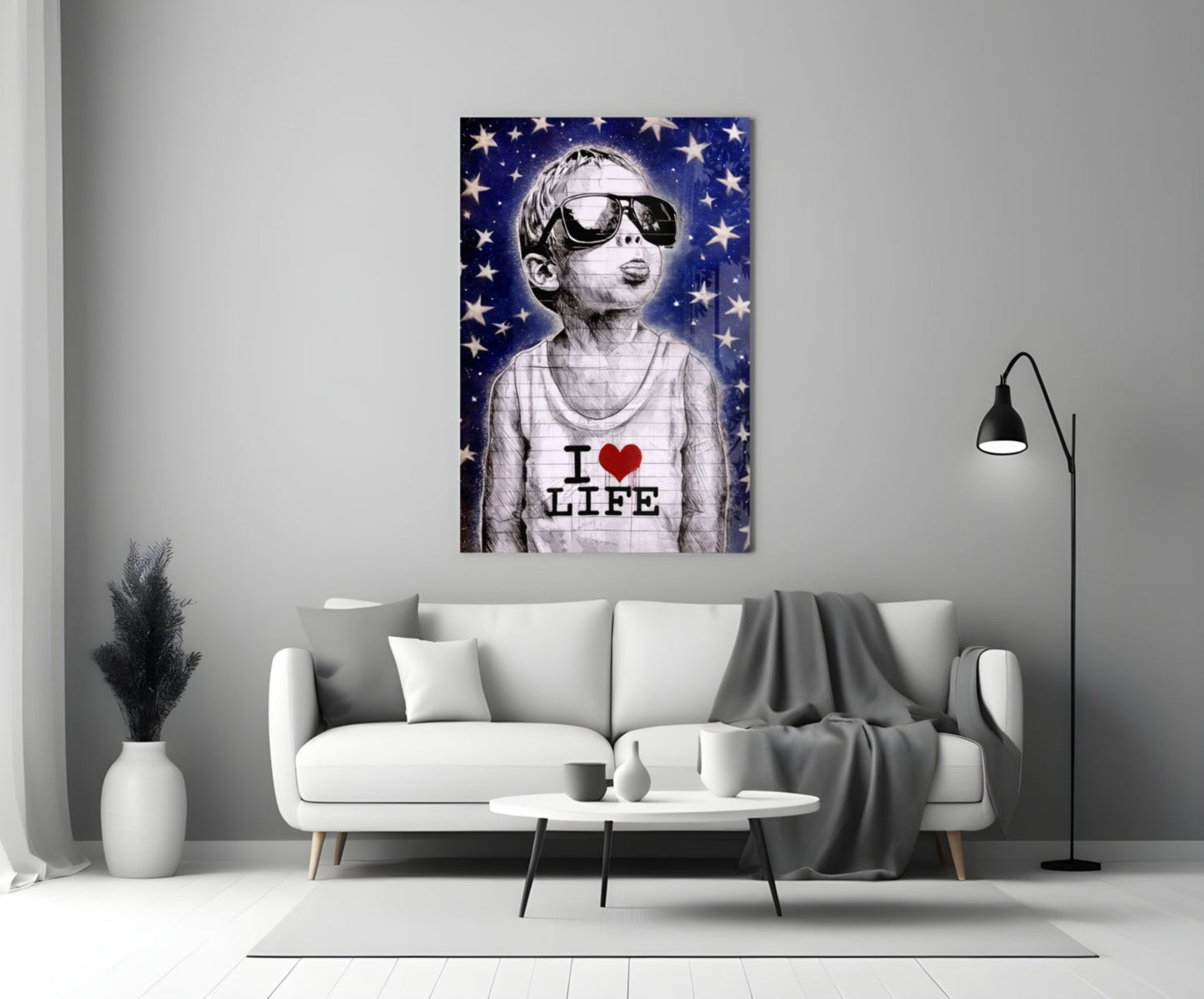 Starry Sky Sunglasses Boy Glass Wall Art