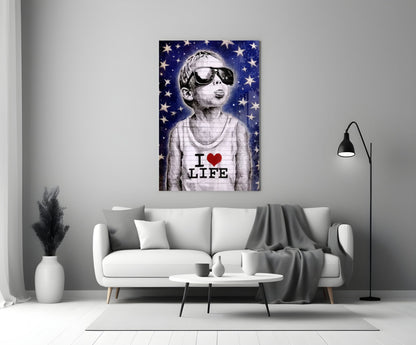 Starry Sky Sunglasses Boy Glass Wall Art